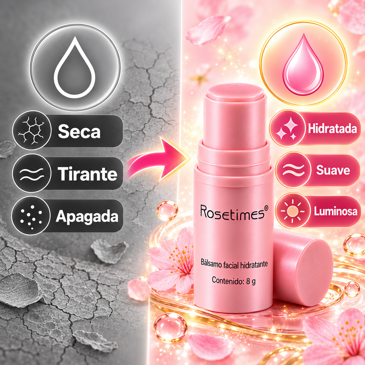 Rosetimes™ Bálsamo Facial – Piel hidratada, suave y luminosa